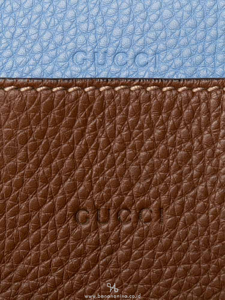 GUCCI Ramble Leather Large Reversible Tote Blue Brown