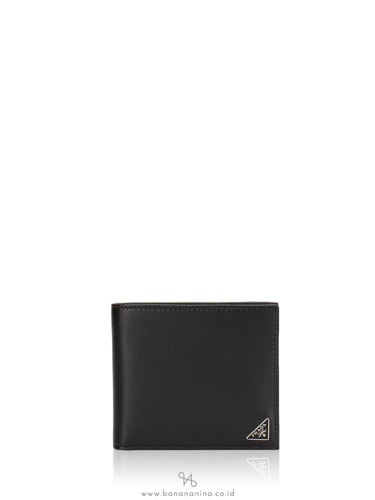 PRADA Men 2MO513 Portafoglio Orizzontale Leather Bifold Nero