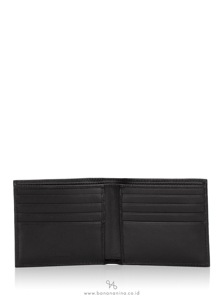 PRADA Men 2MO513 Portafoglio Orizzontale Leather Bifold Nero