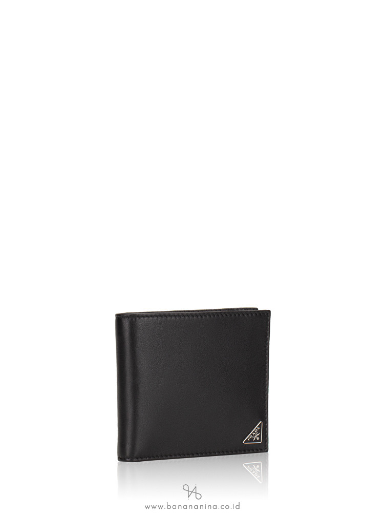 PRADA Men 2MO513 Portafoglio Orizzontale Leather Bifold Nero