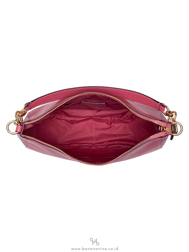 COACH 31399 Pebbled Leather Elle Hobo Strawberry