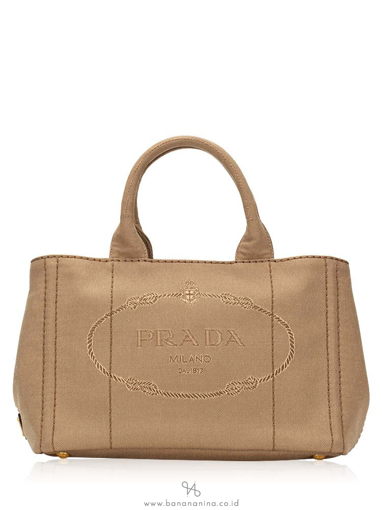 PRADA 1BG155 Logo Jacquard Tote Corda Bruciato