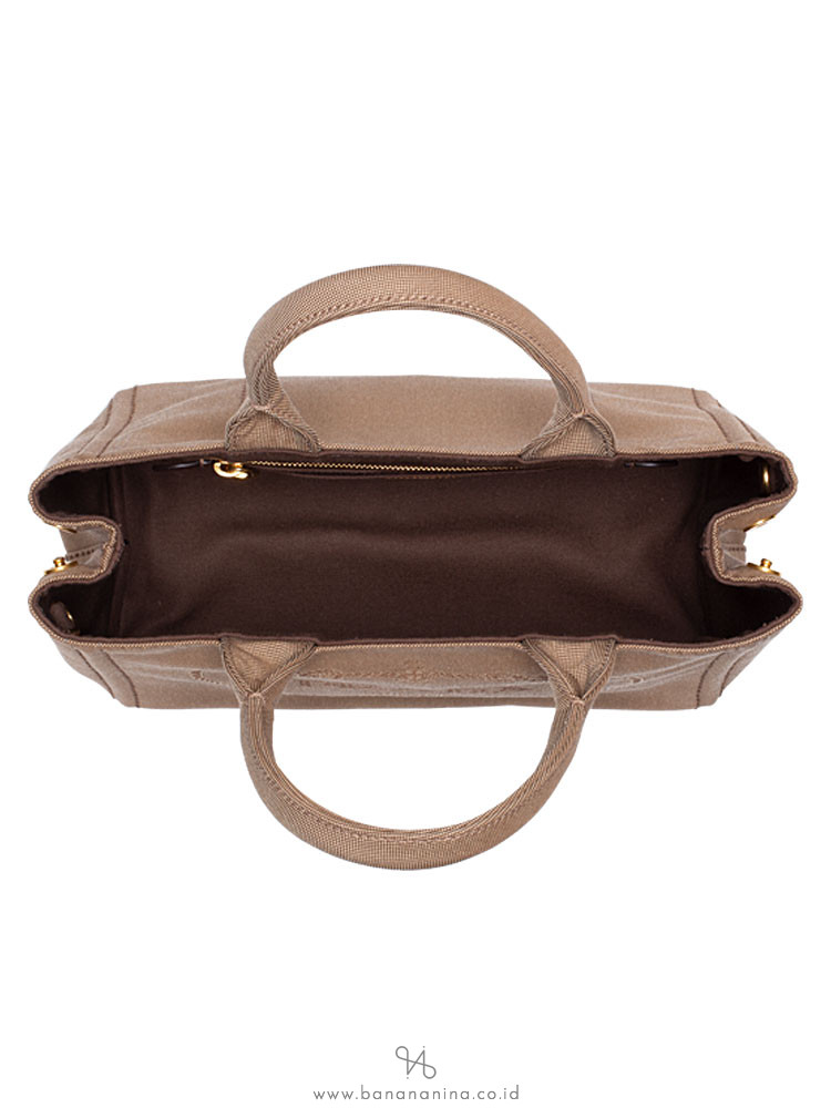 PRADA 1BG155 Logo Jacquard Tote Corda Bruciato