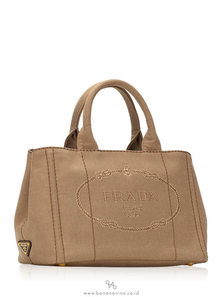 PRADA 1BG155 Logo Jacquard Tote Corda Bruciato
