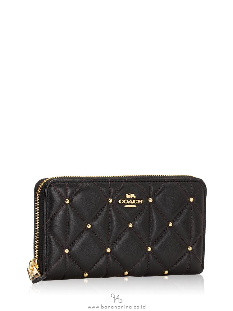 COACH 15763 Quilted Leather Zip Wallet Black