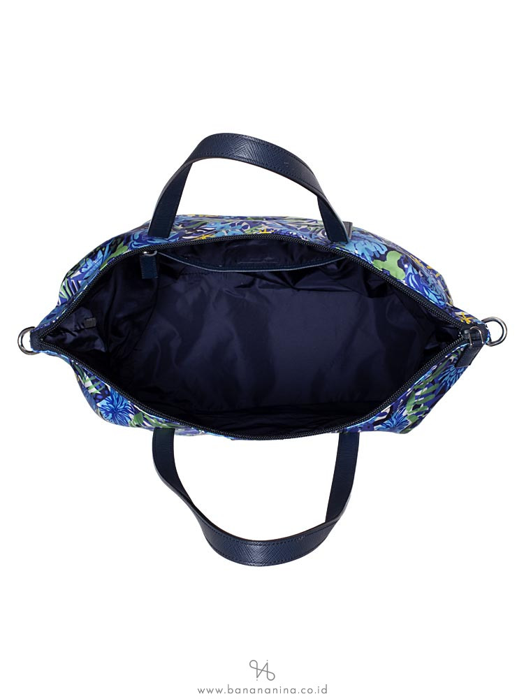 PRADA 1BG189 Tessuto Stampato 2 Way Tote Bluette