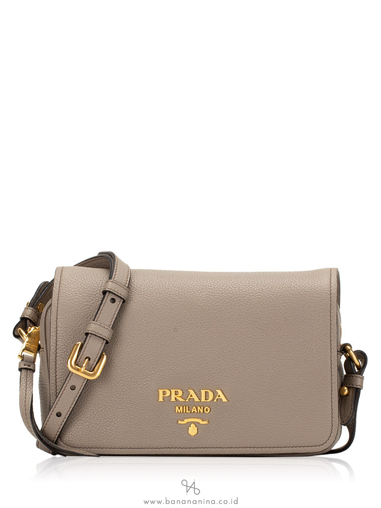 PRADA 1BD163 Vitello Phenix Crossbody Argilla