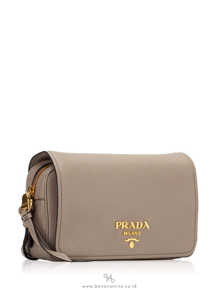 PRADA 1BD163 Vitello Phenix Crossbody Argilla