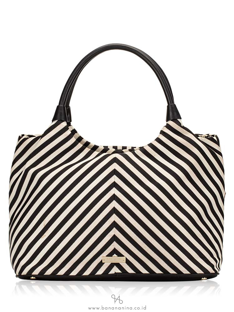 KATE SPADE Seaside Stripe Sutton Bow Black