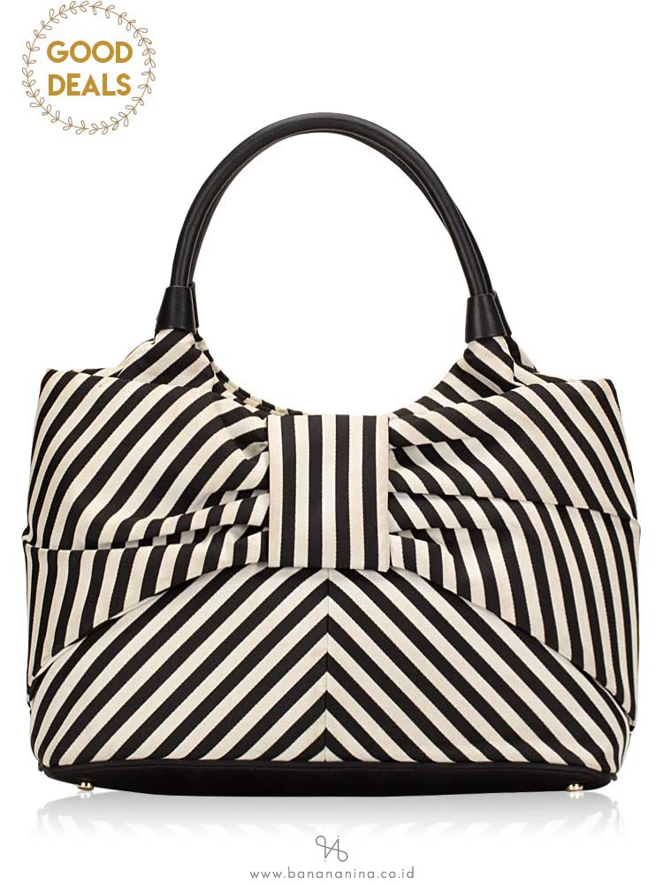 KATE SPADE Seaside Stripe Sutton Bow Black