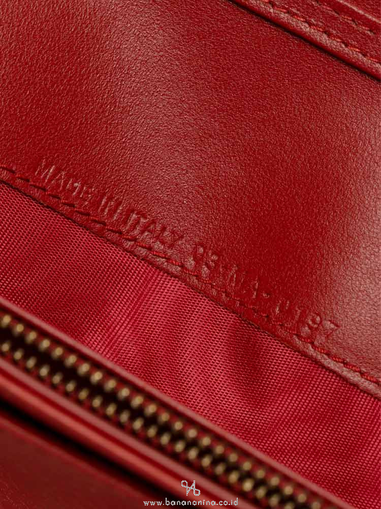 CHRISTIAN DIOR Dior Grained Calfskin Diorama Chain Wallet Rusty Red