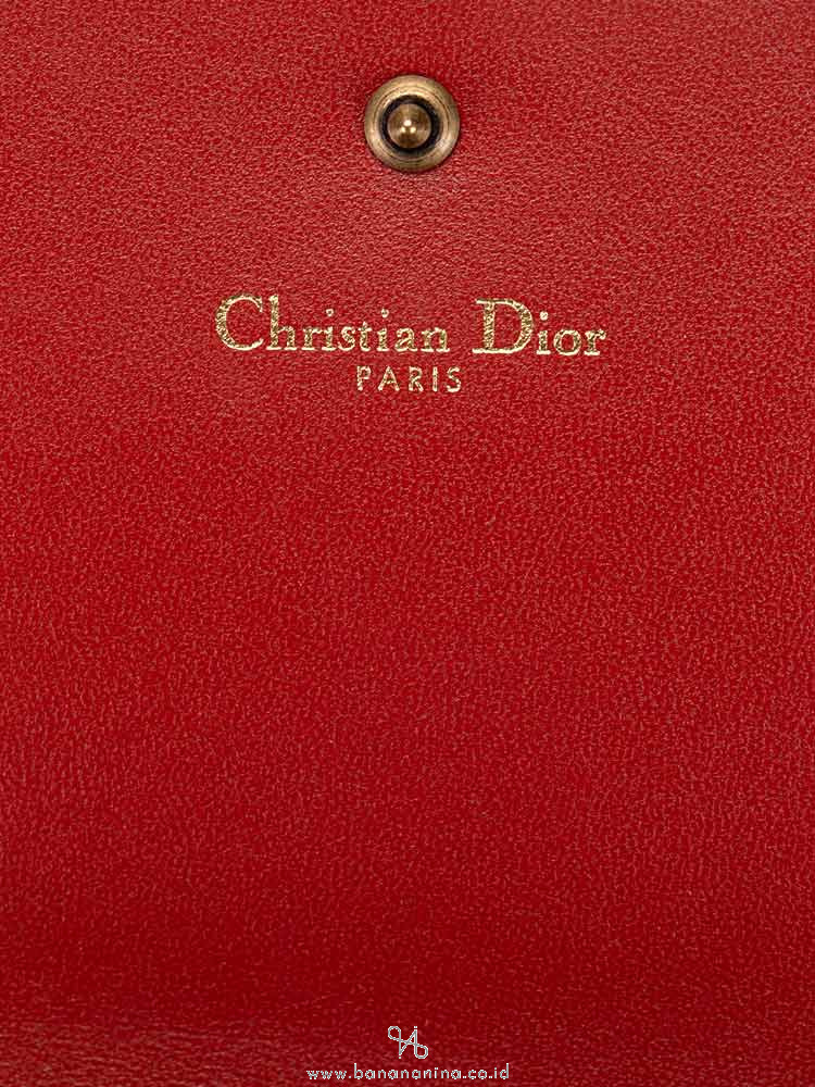 CHRISTIAN DIOR Dior Grained Calfskin Diorama Chain Wallet Rusty Red
