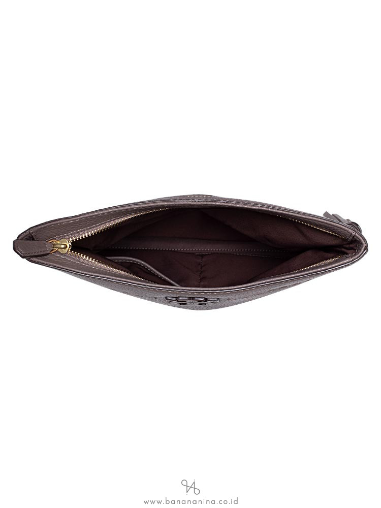 TORY BURCH McGraw Leather Chain Foldover Crossbody Silver Maple
