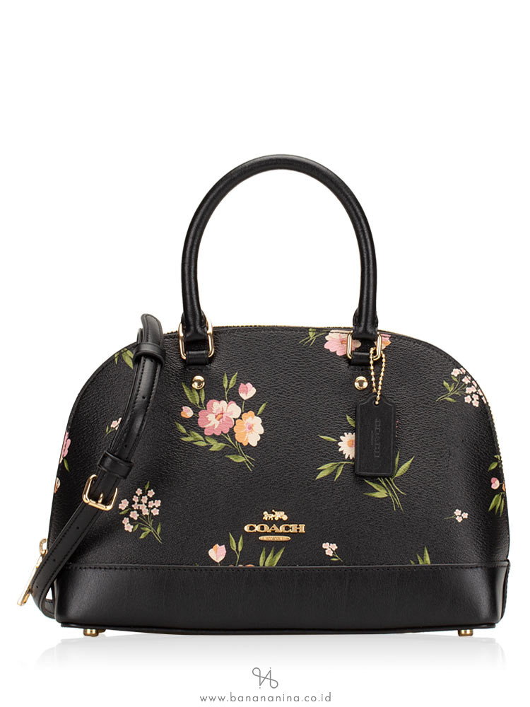 COACH 73053 Tossed Daisy Print Mini Sierra Black Pink