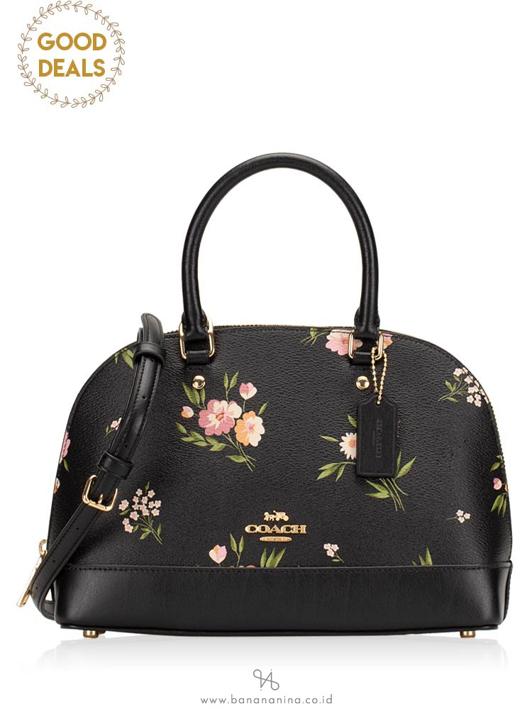 COACH 73053 Tossed Daisy Print Mini Sierra Black Pink