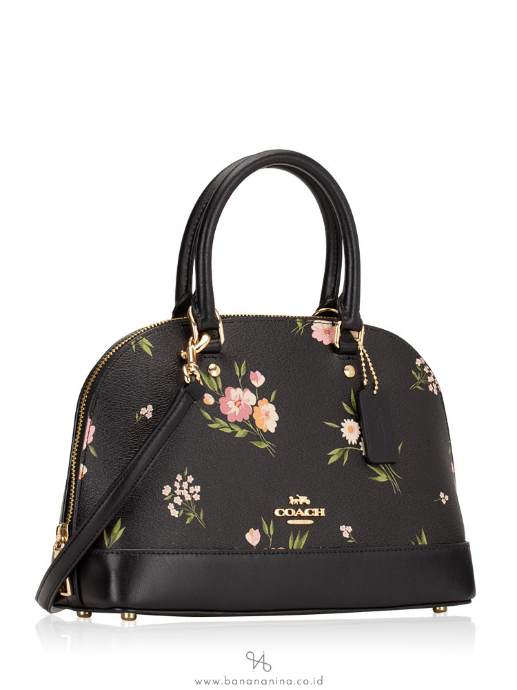 COACH 73053 Tossed Daisy Print Mini Sierra Black Pink