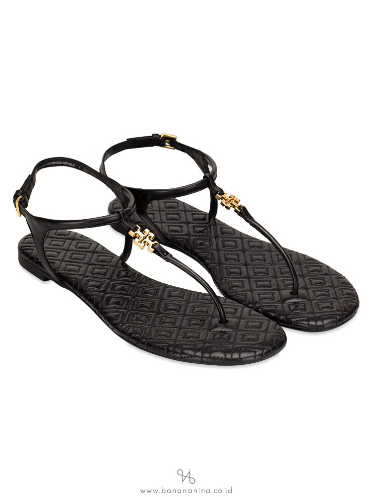 TORY BURCH Marion Quilted Sandals Black Sz 8.5