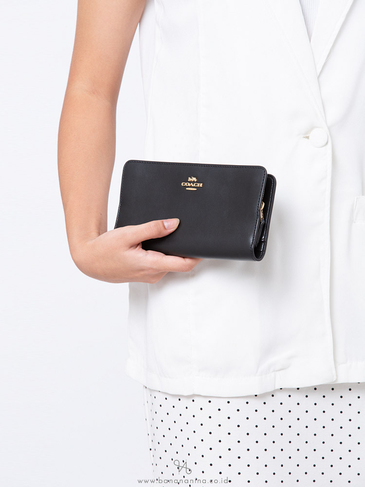 COACH 68399 Smooth Leather Skinny Wallet Black
