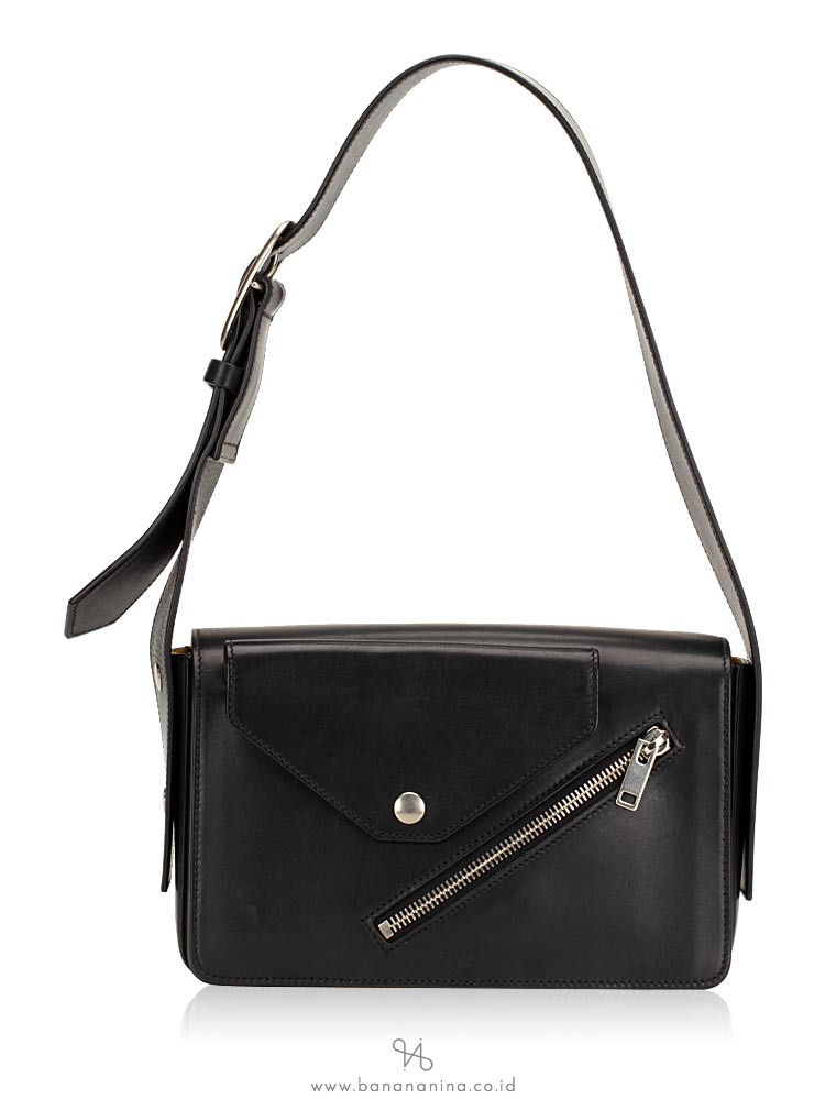 CELINE Medium Case Biker Shoulder Bag Black Sunflower