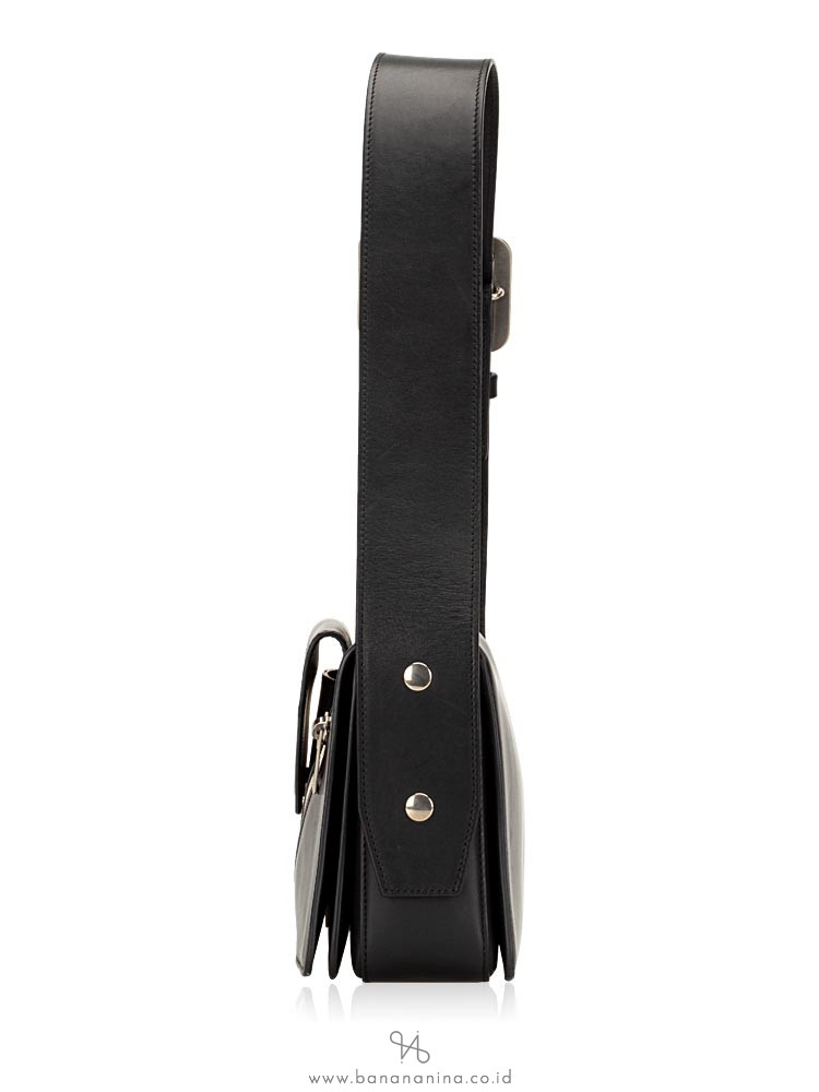 CELINE Medium Case Biker Shoulder Bag Black Sunflower