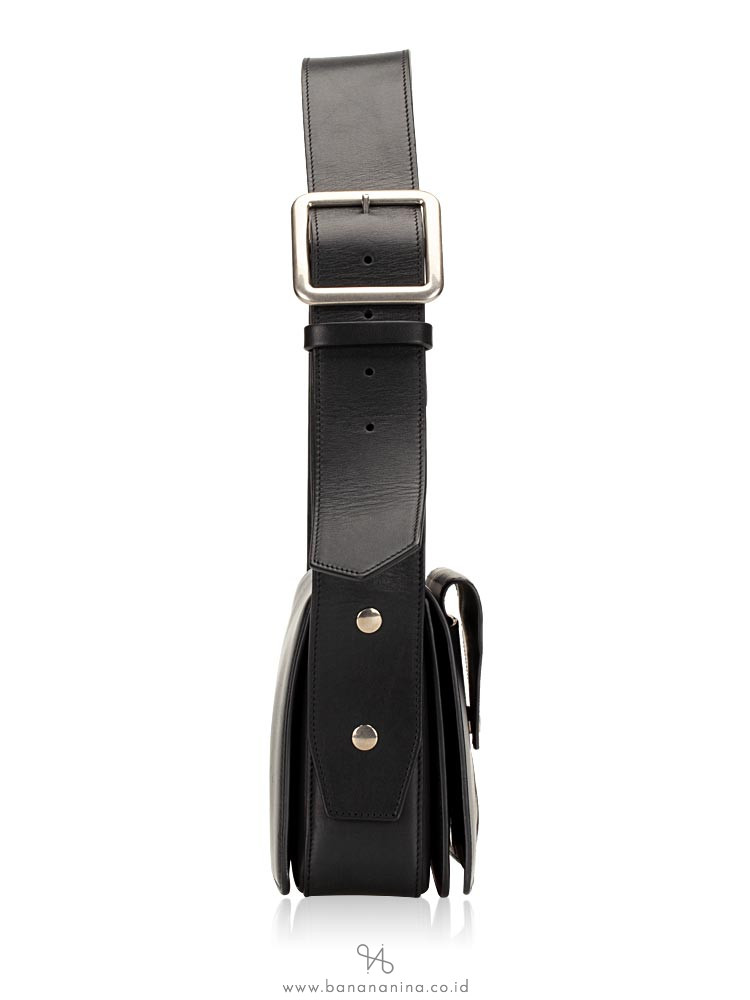 CELINE Medium Case Biker Shoulder Bag Black Sunflower