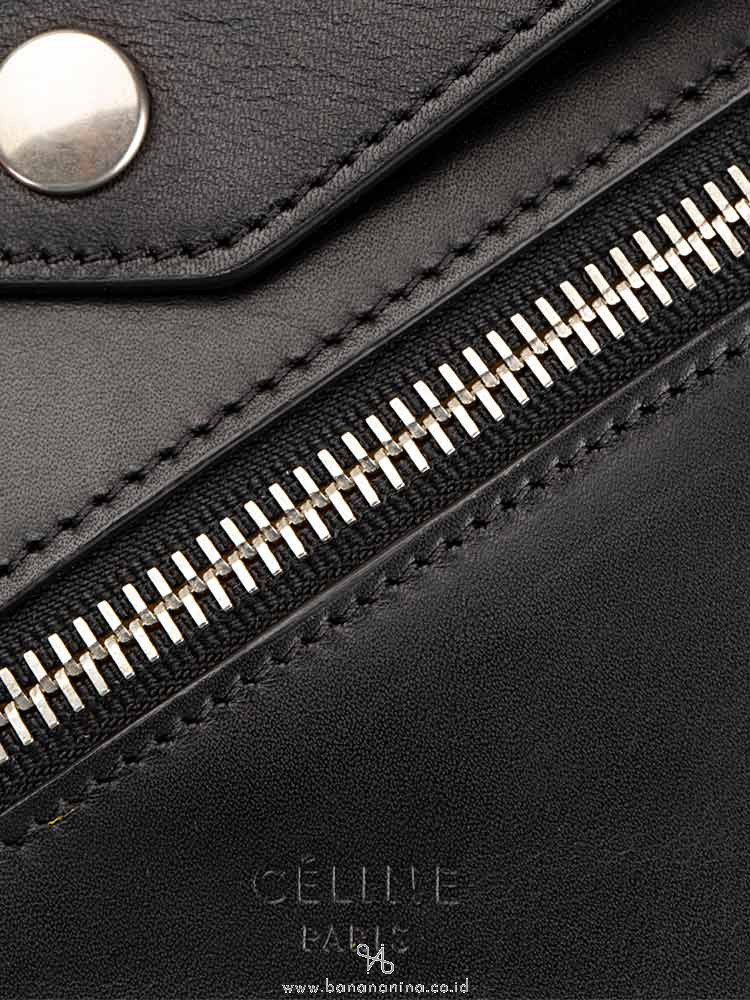 CELINE Medium Case Biker Shoulder Bag Black Sunflower
