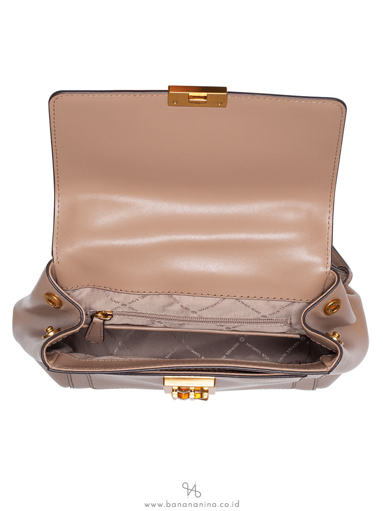 MICHAEL KORS Mindy Medium Leather Backpack Dark Khaki