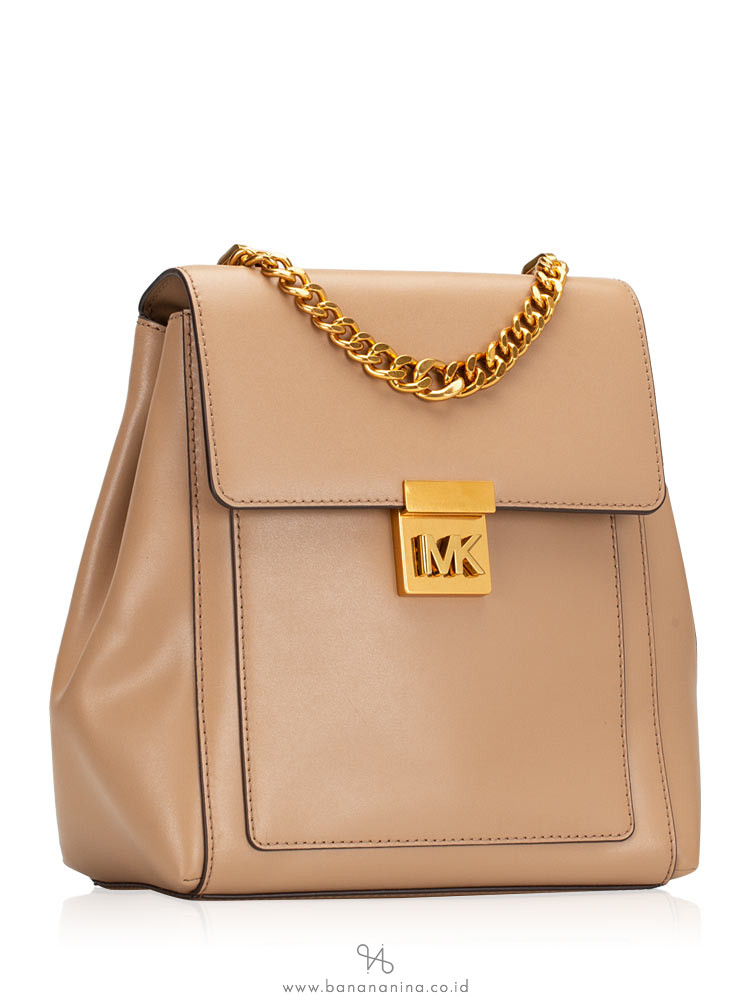 MICHAEL KORS Mindy Medium Leather Backpack Dark Khaki