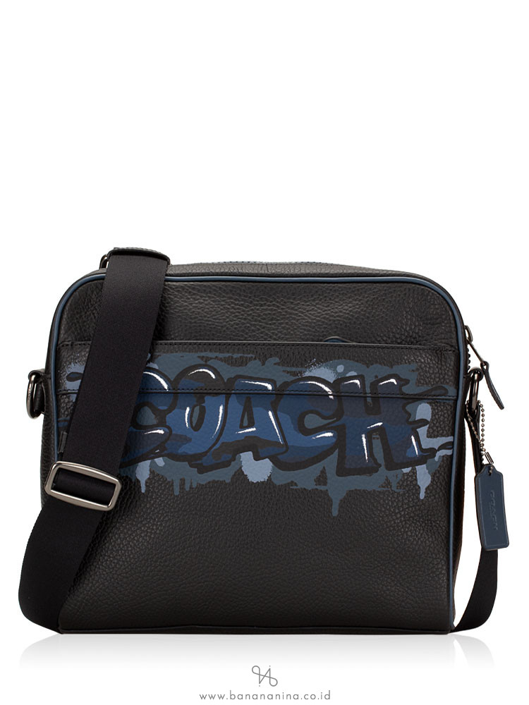 COACH Men 50483 Charles Leather Grafitti Camera Crossbody Black Multi