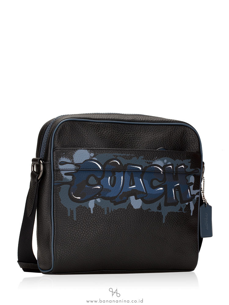 COACH Men 50483 Charles Leather Grafitti Camera Crossbody Black Multi