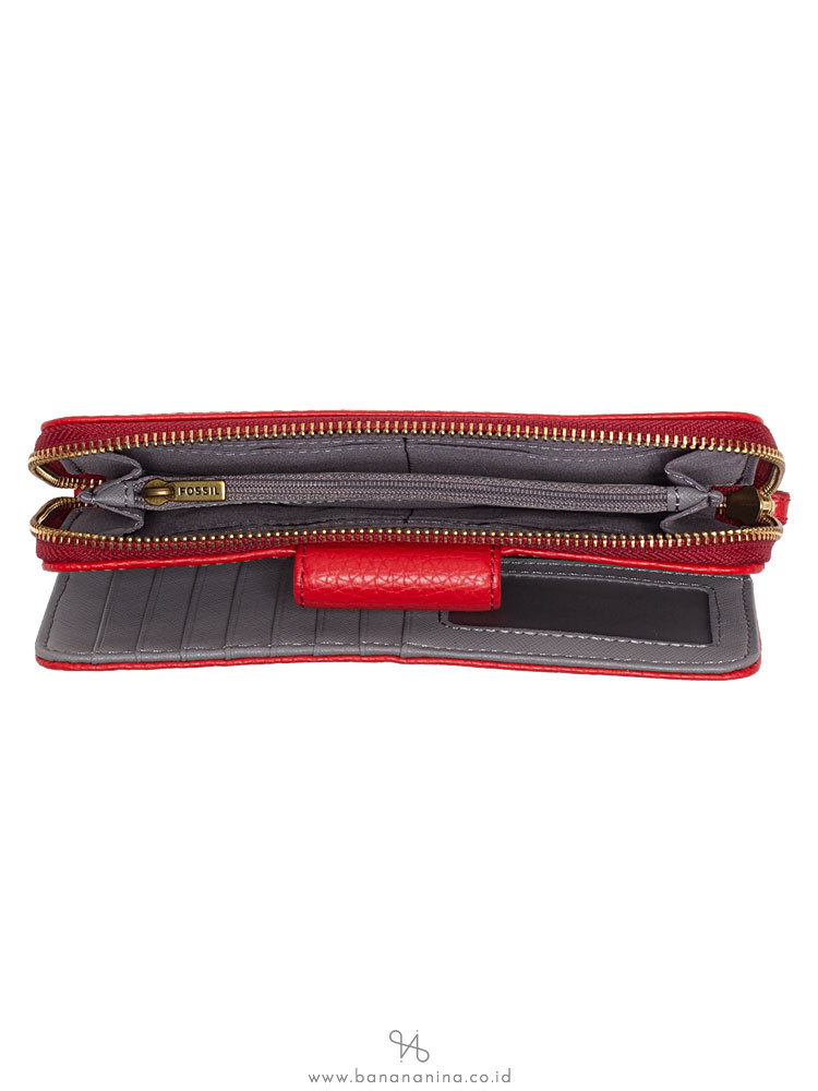 FOSSIL SWL1575622 Madison Zip Clutch Real Red