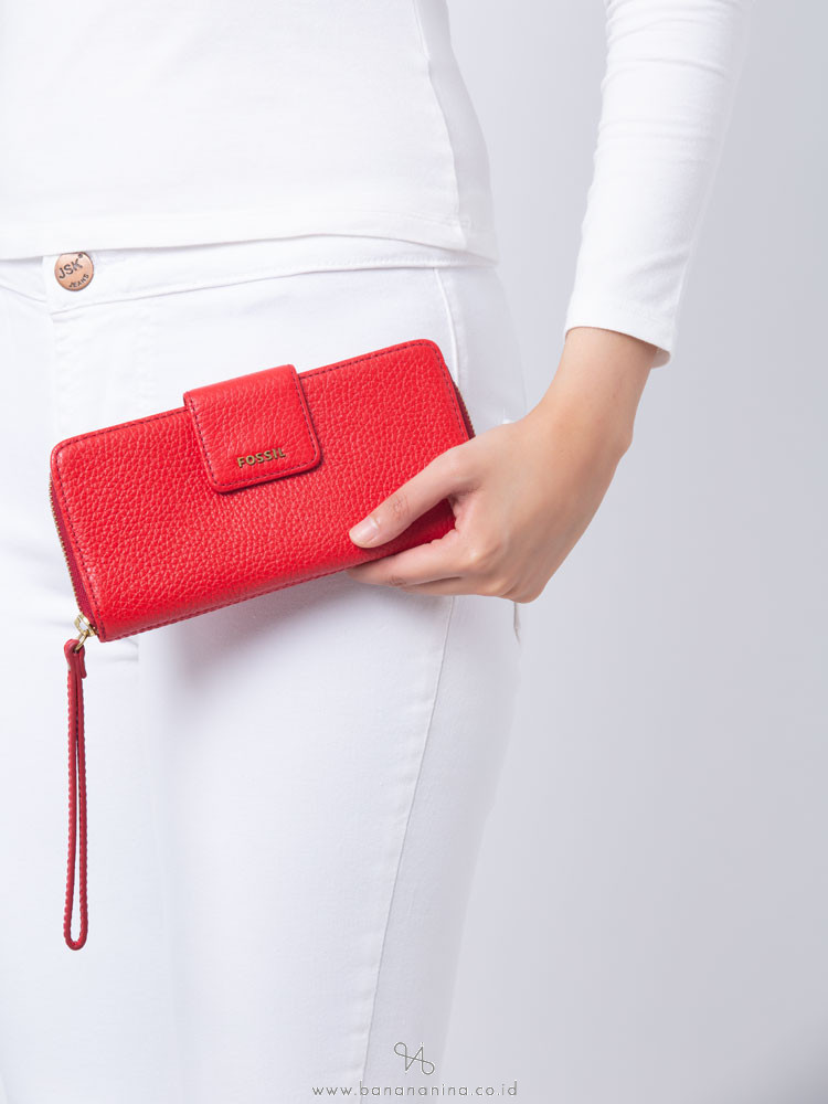 FOSSIL SWL1575622 Madison Zip Clutch Real Red