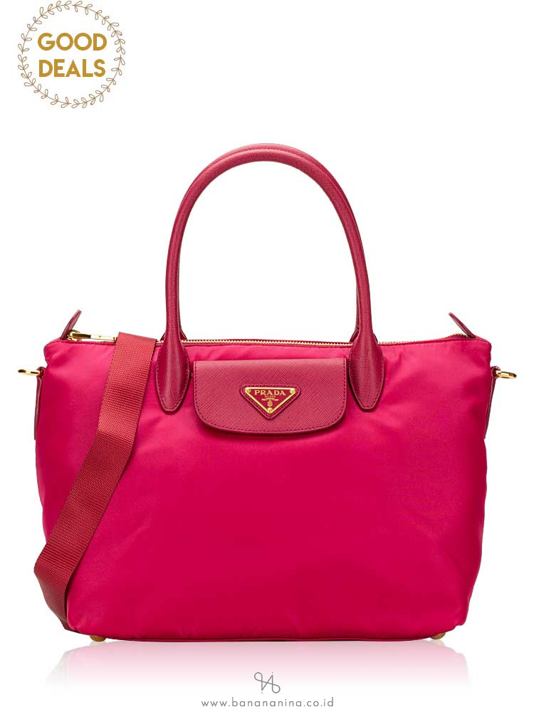 PRADA 1BA106 Tessuto Saffiano Tote Ibisco