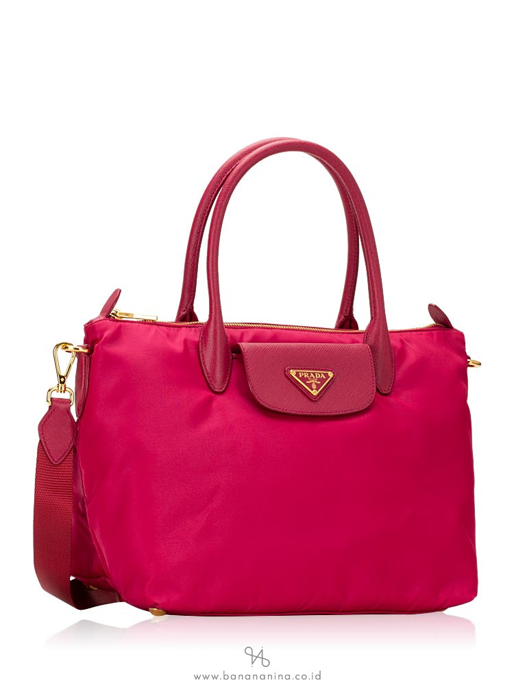 PRADA 1BA106 Tessuto Saffiano Tote Ibisco