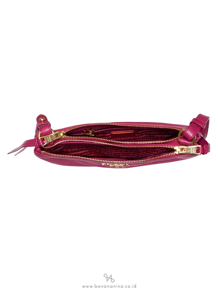 PRADA 1BH046 Tessuto Soft Calf Bandoliera Ibisco