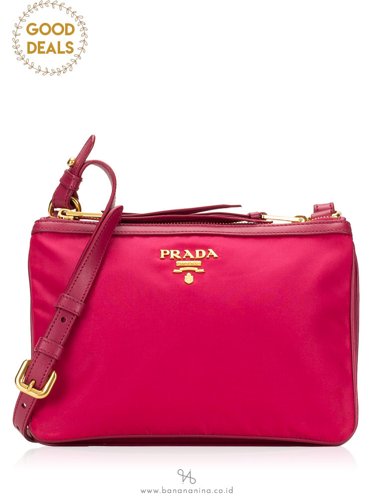 PRADA 1BH046 Tessuto Soft Calf Bandoliera Ibisco