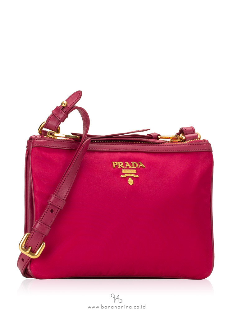 PRADA 1BH046 Tessuto Soft Calf Bandoliera Ibisco