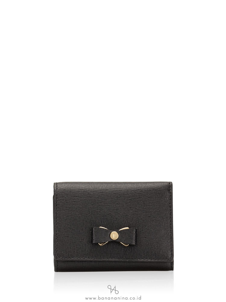 FURLA Glenda Leather Trifold Wallet Onyx