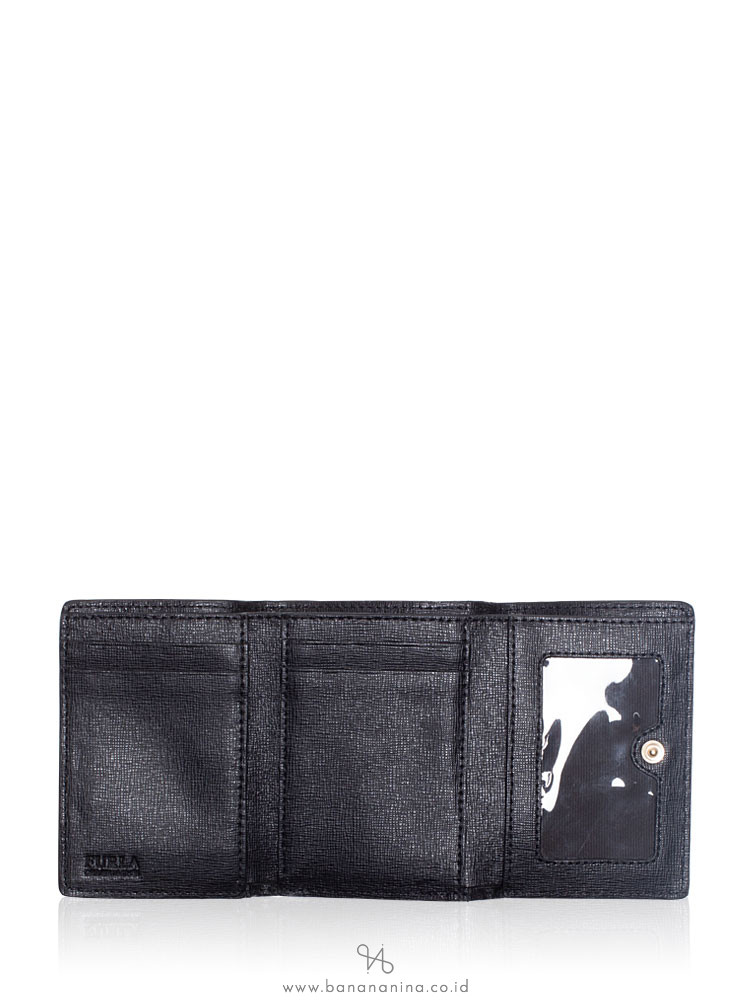 FURLA Glenda Leather Trifold Wallet Onyx