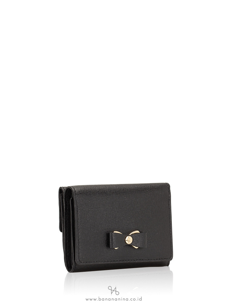 FURLA Glenda Leather Trifold Wallet Onyx