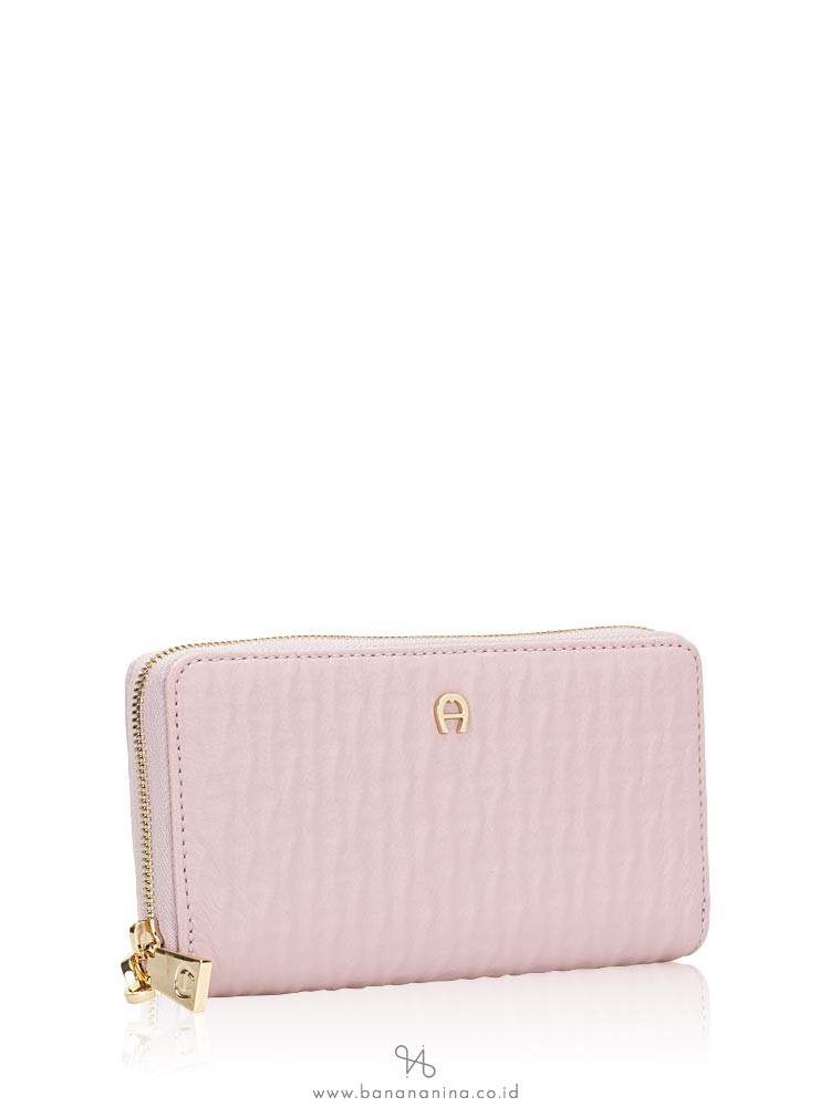AIGNER Embossed Leather Travel Wallet Mauve