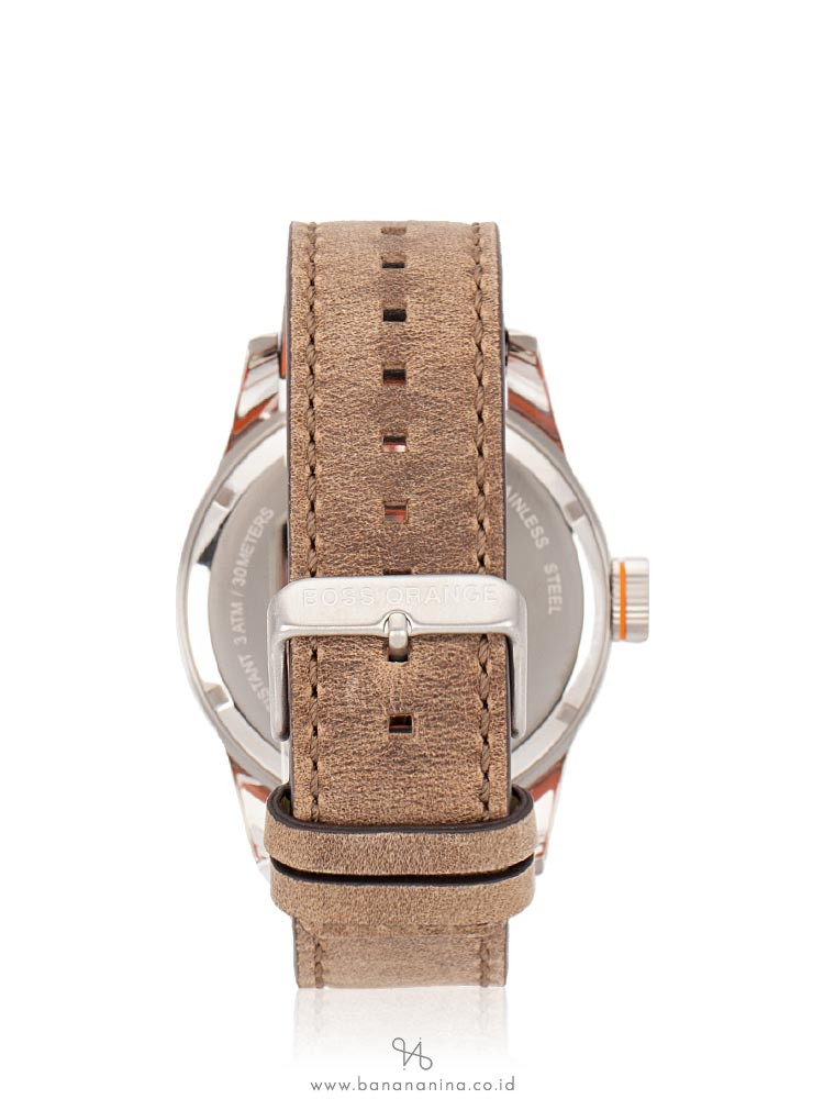 HUGO BOSS Men 1513352 Paris Leather Strap Brown