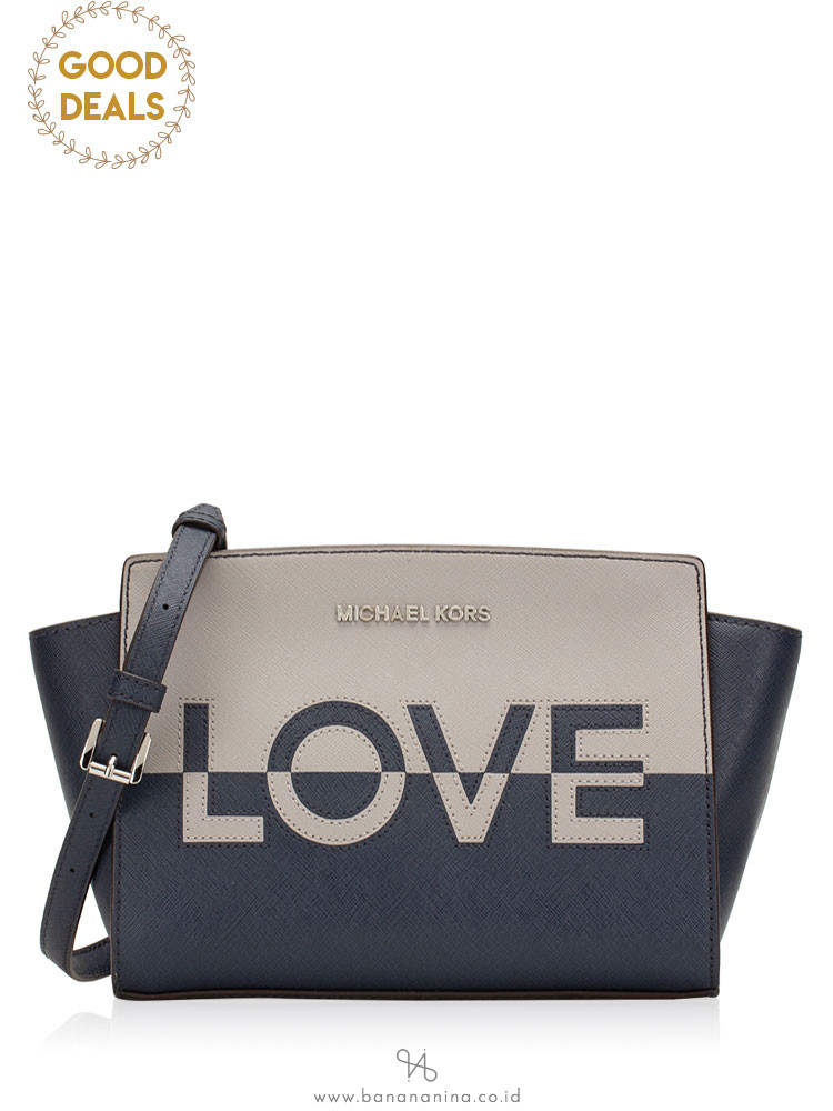 MICHAEL KORS Selma Love Medium Messenger Ash Grey Multi