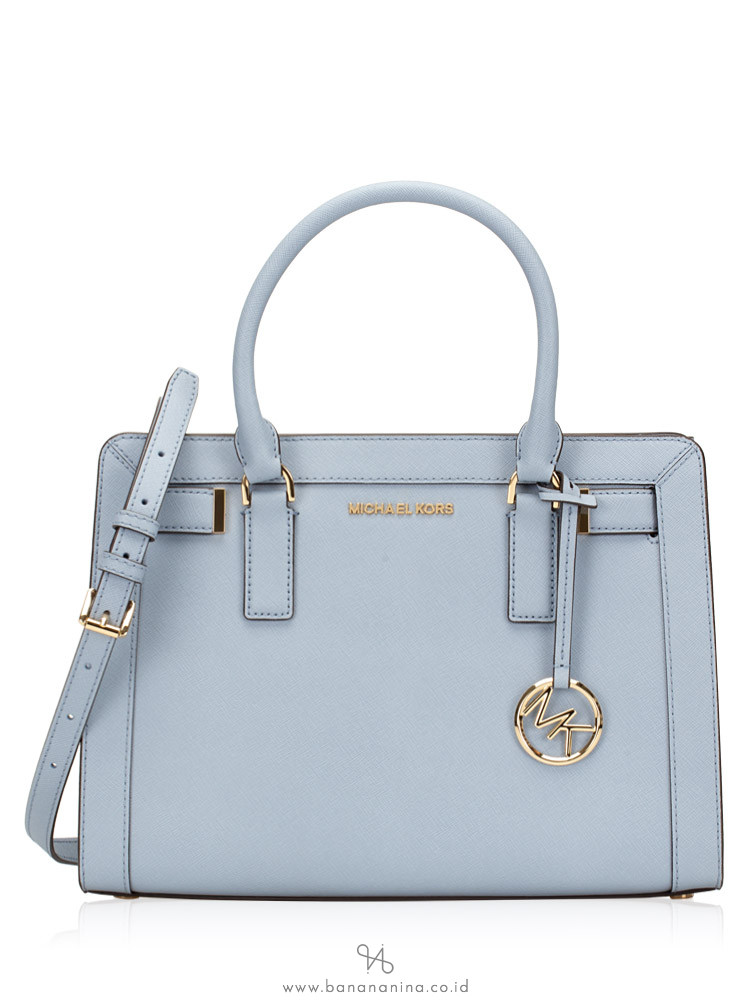MICHAEL KORS Dillon Saffiano Medium Top Zip Satchel Pale Blue