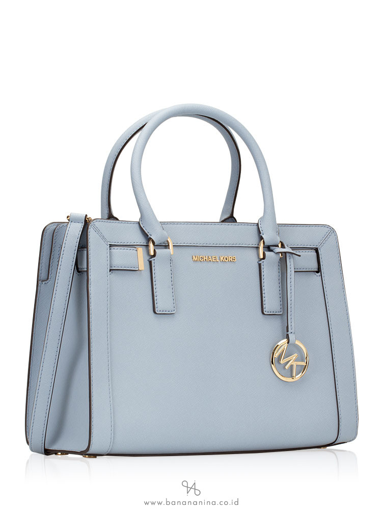 MICHAEL KORS Dillon Saffiano Medium Top Zip Satchel Pale Blue