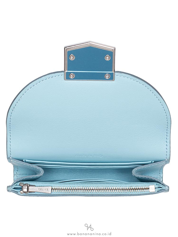 CELINE Trotteur Leather Small Wallet Blue