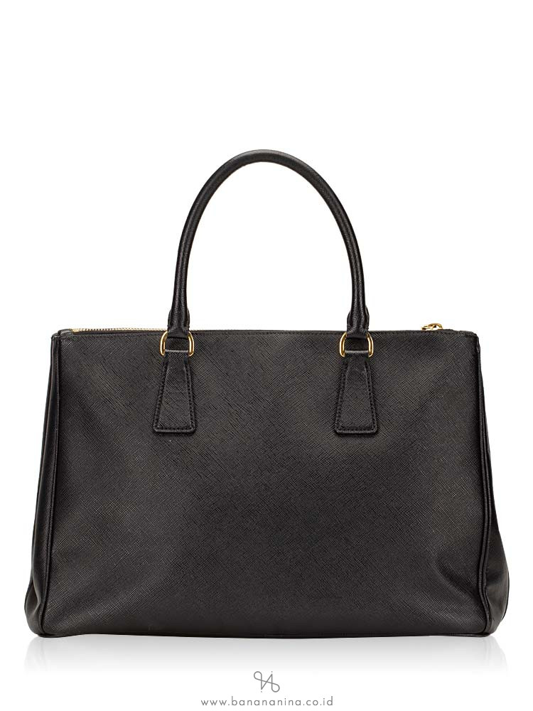 PRADA BN2274 Saffiano Lux Double Zip Tote Black