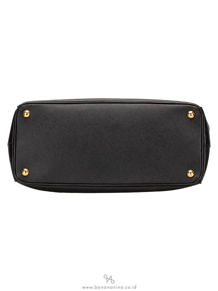 PRADA BN2274 Saffiano Lux Double Zip Tote Black