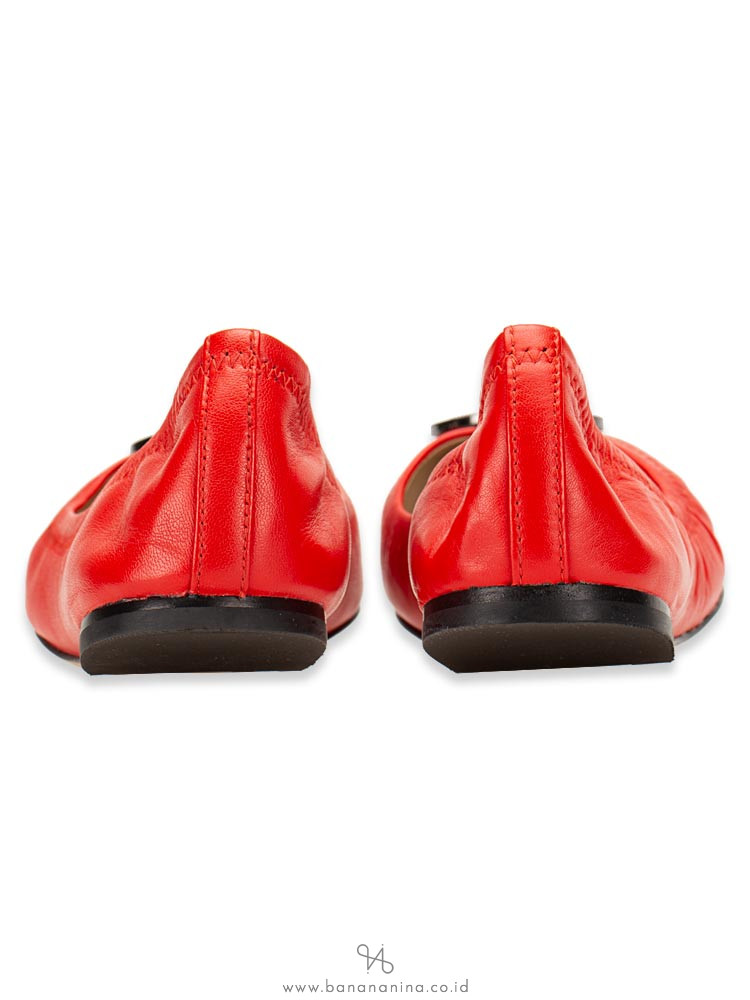 TORY BURCH Liana Leather Flat Exotic Red Sz 7