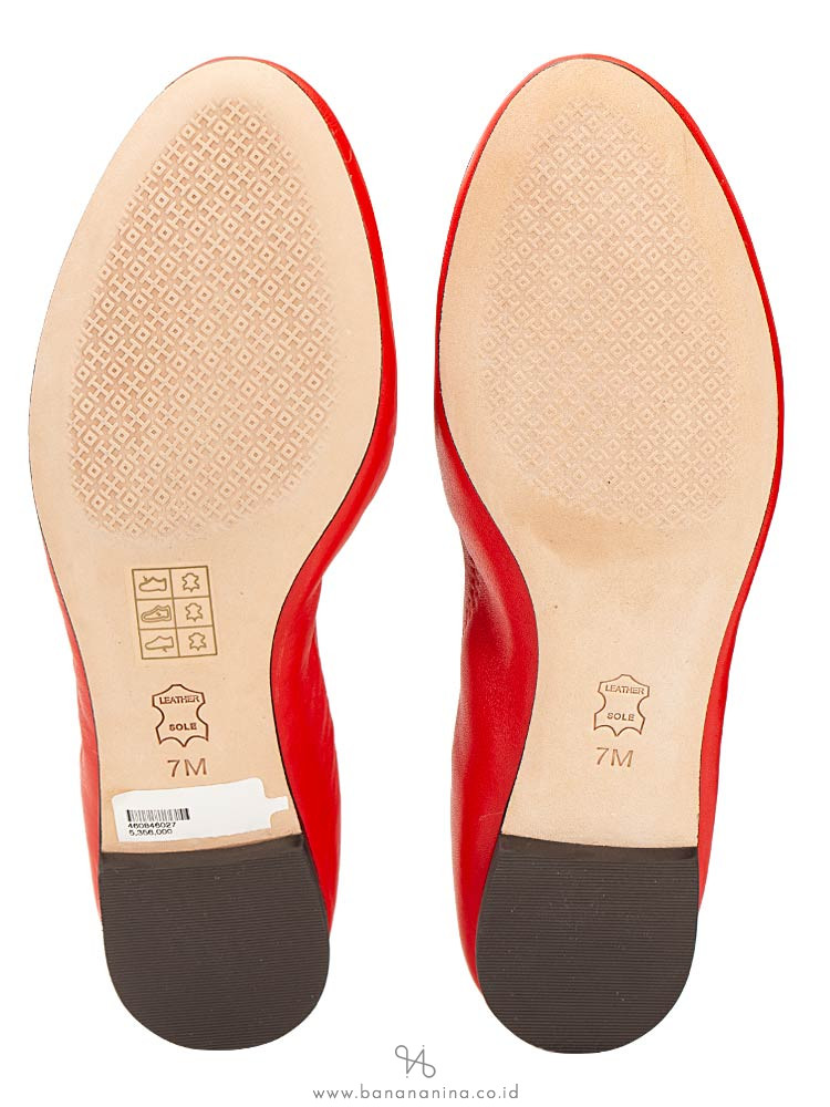 TORY BURCH Liana Leather Flat Exotic Red Sz 7